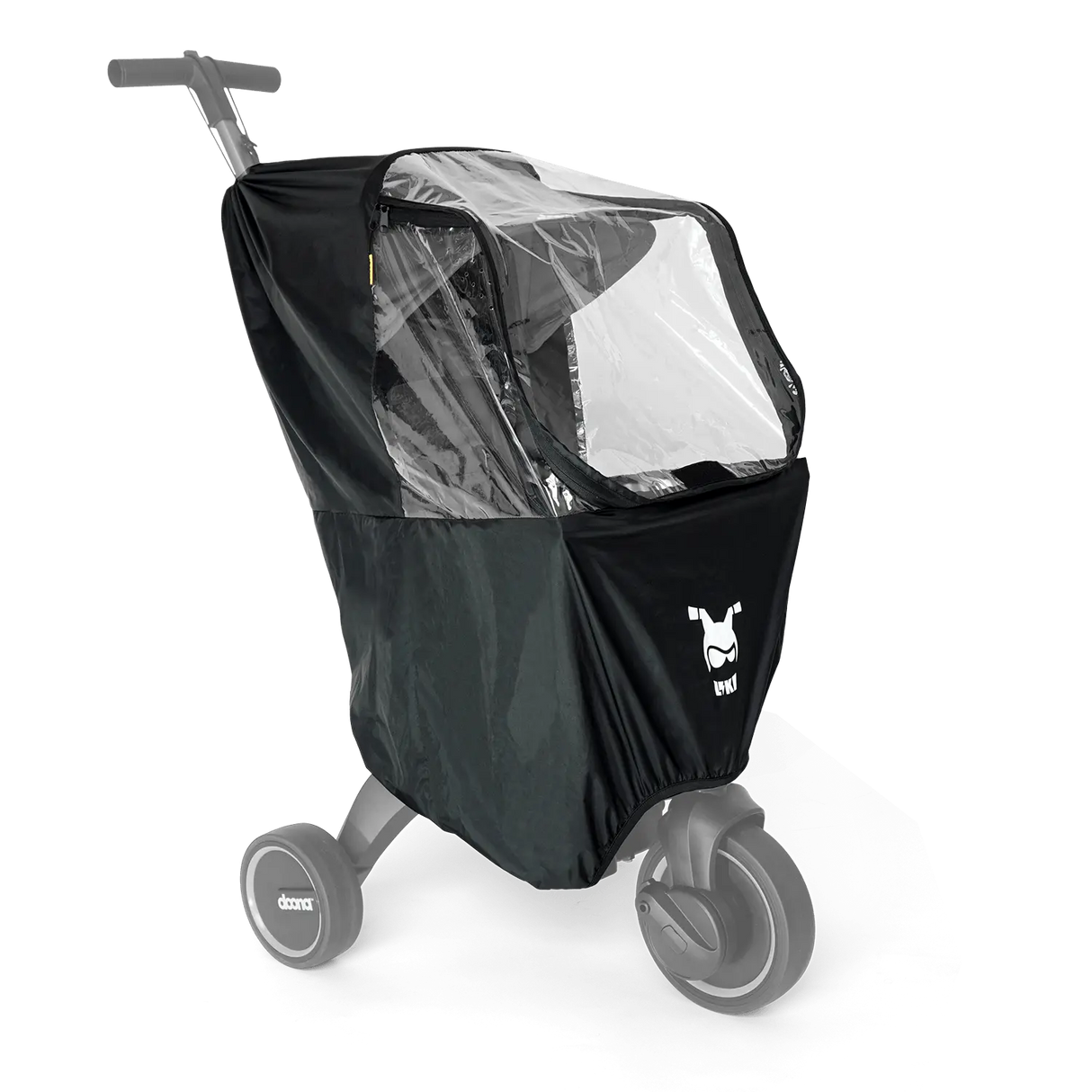 Doona Liki Regnskydd för trehjuling med mjukt, genomskinligt fönster med dragkedja för enkel åtkomst av barnet.