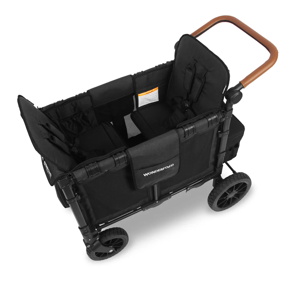 WonderFold W2 Luxe Stroller Wagon. En rymlig 2-sitsig barnvagn i svart.