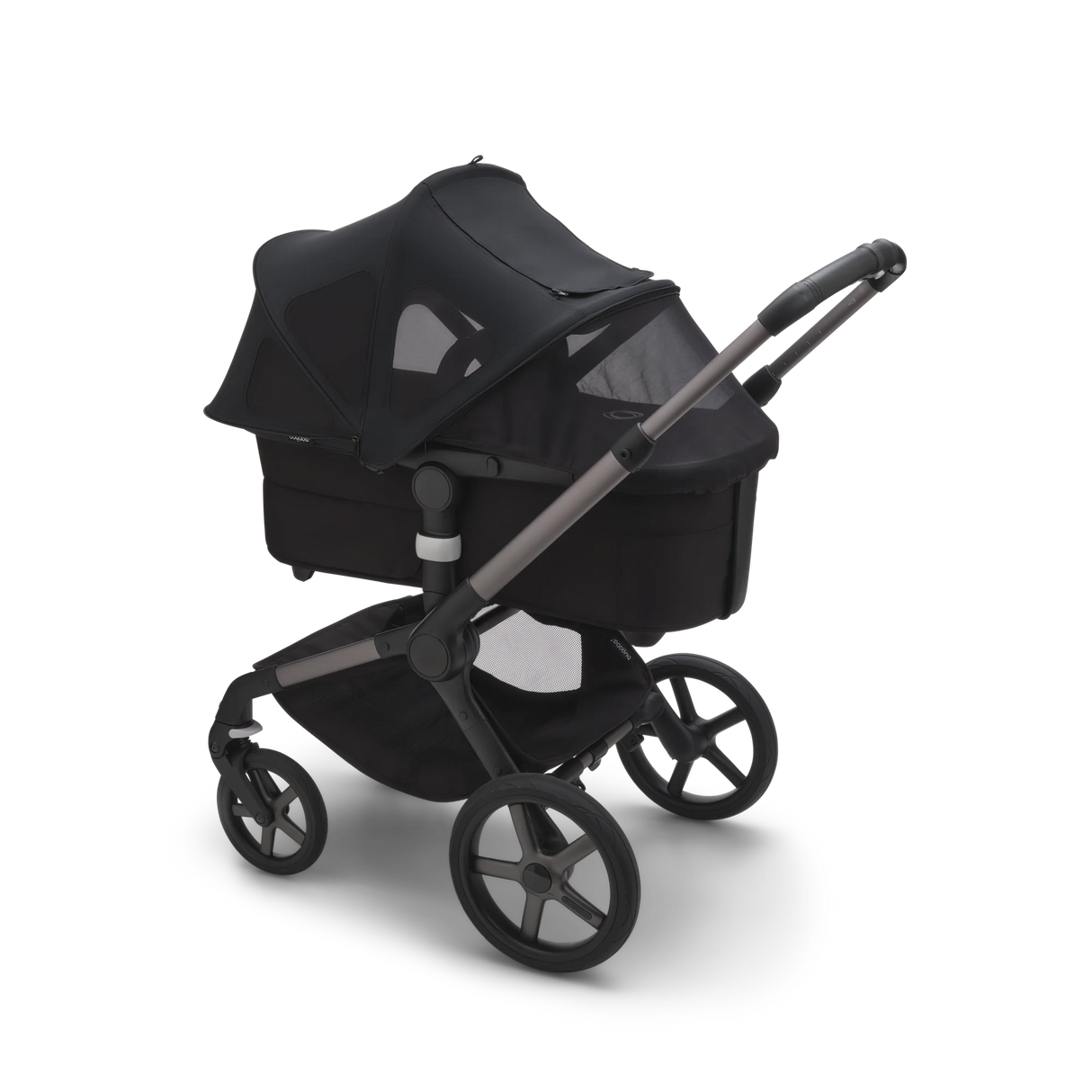 Bugaboo Fox 5 Breezy sufflett i midnight black med solskydd och myggnät för barnvagn