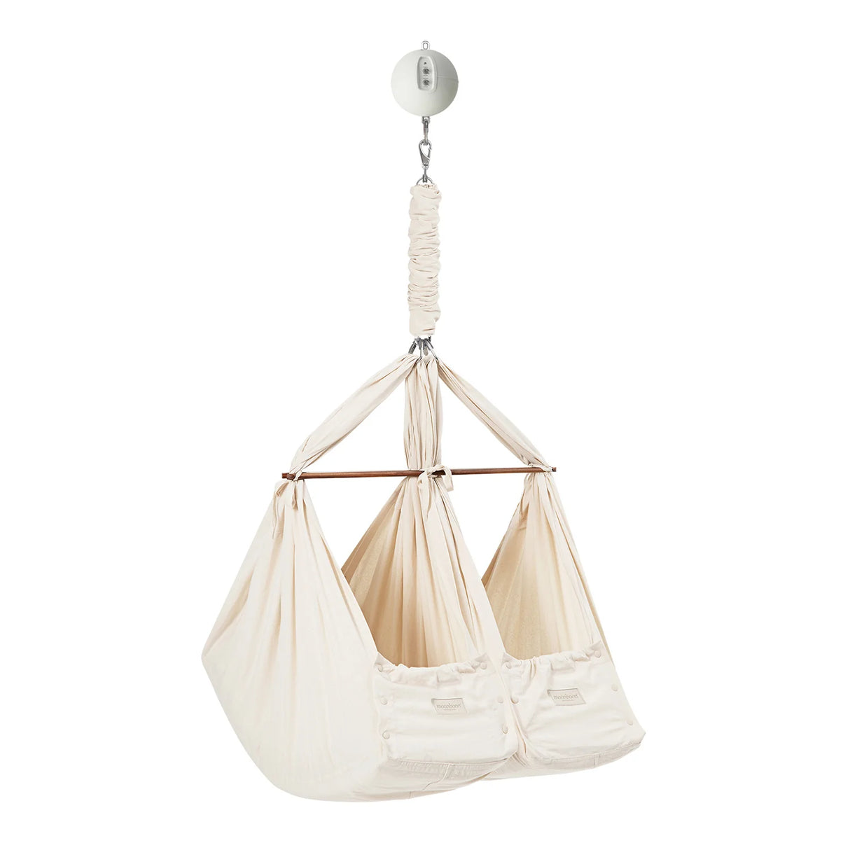 Moonboon tvillinghängvagga: välj mellan takfäste och dörrklämma