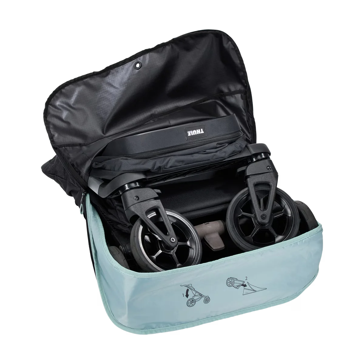 Transportväska från Thule packad med en barnvagn