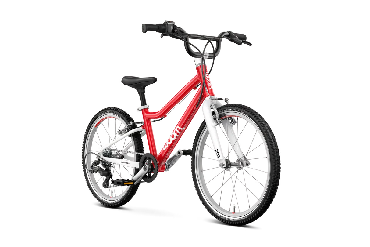 Barncykeln Woom Go 4 med 20-tumshjul i röd