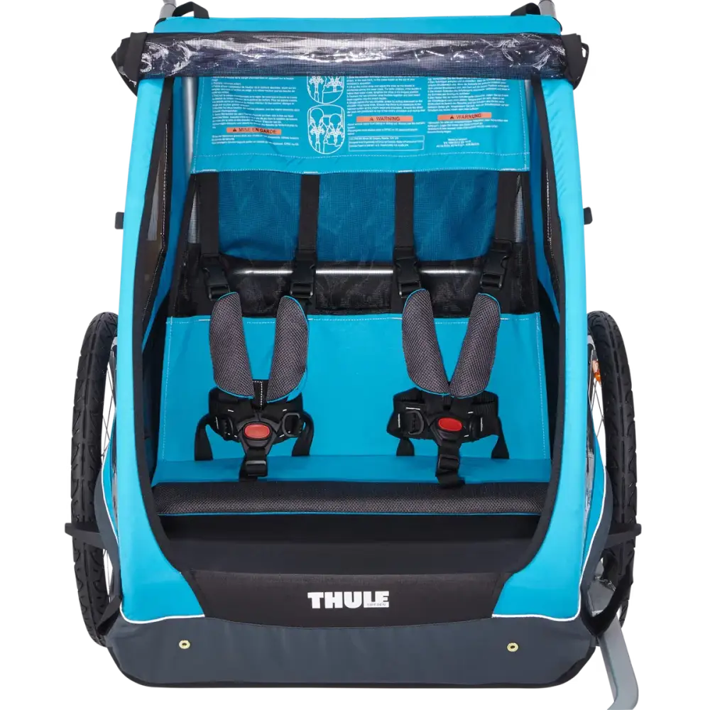Thule Coaster XT Dubbel Cykelvagn i blå med plats för 2 barn